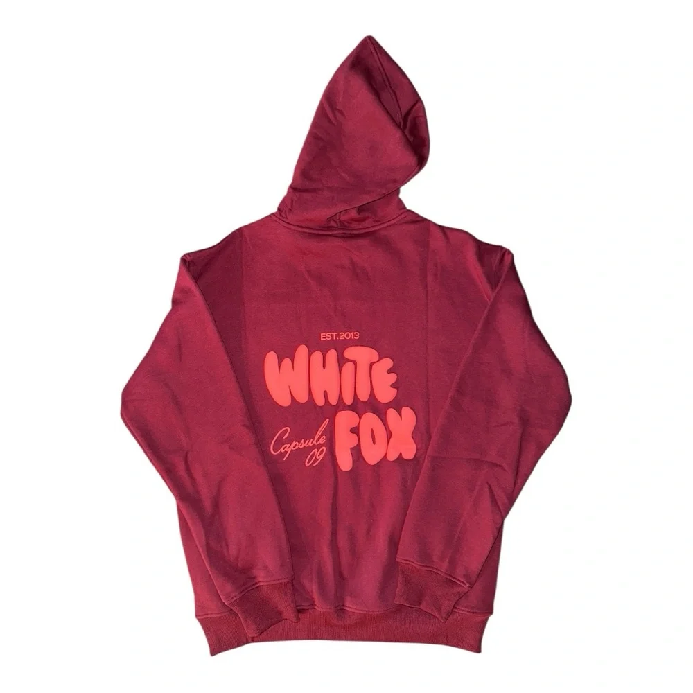 White Fox Boutique Capsule 9 Star Of The Moment Oversized Hoodie Burgundy S/M NW - Picture 3 of 4